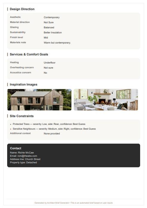 Preview of sample architect brief page 3